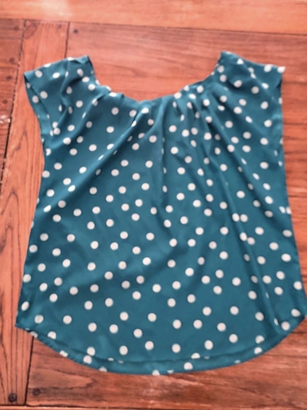 Lauren Conrad Polka Dot Blouse in Blue & White Size Large Like New